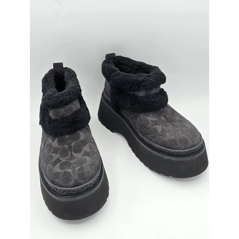 Coach Women's Christina Shearlilng Bootie - Black - Sherpa Lined UGQ Sz‎ 8B
